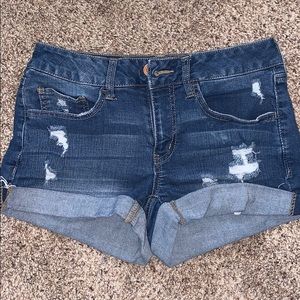 Juniors Shortie Ripped Jean Shorts